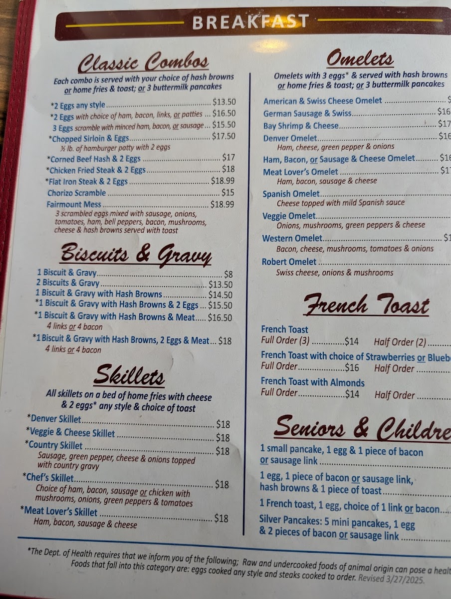 Fairmount Diner Menu - Image 6